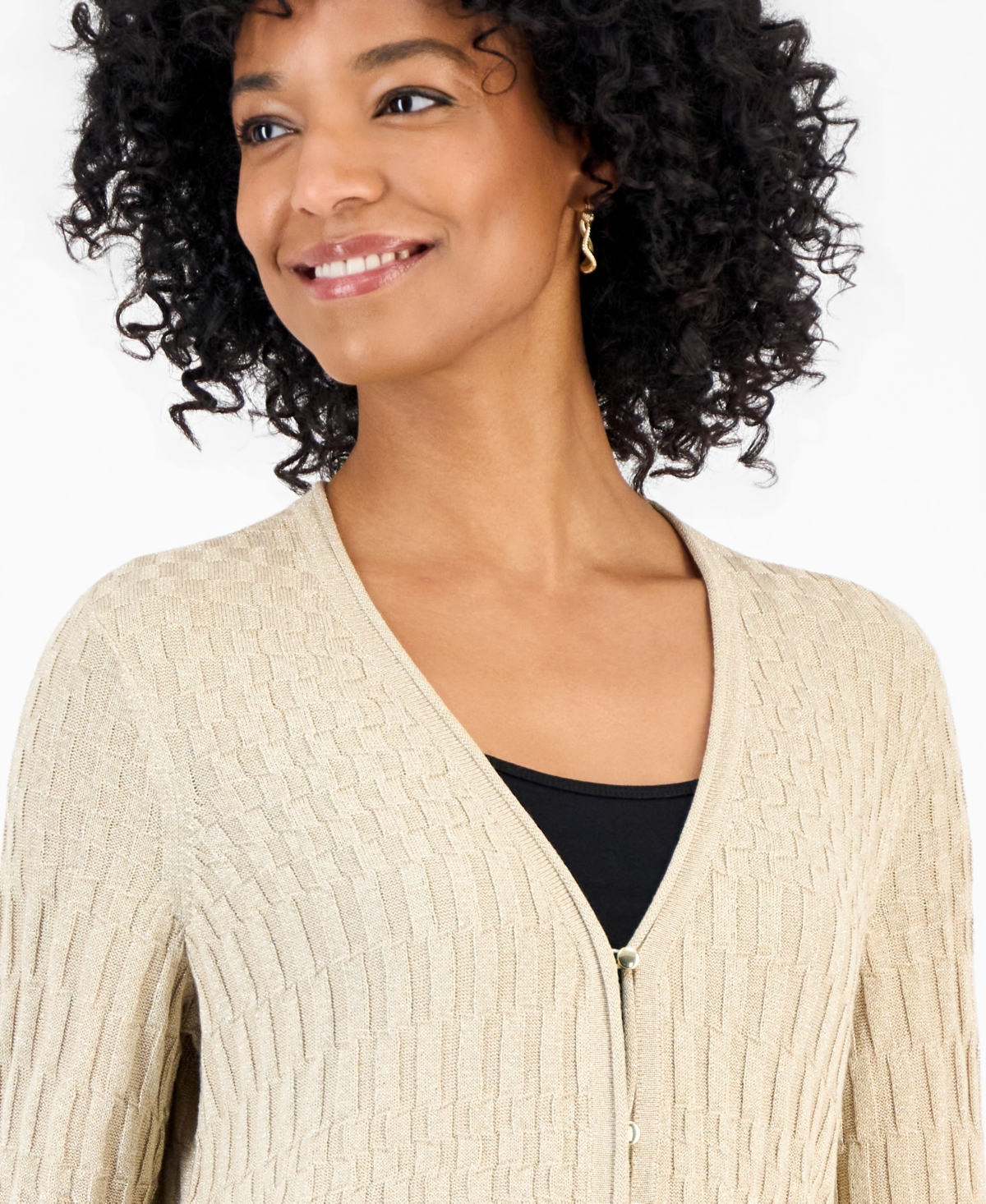 Jm Collection Women's Lurex Stitch Tunic Cardigan Sweater, Macy's Exclusive