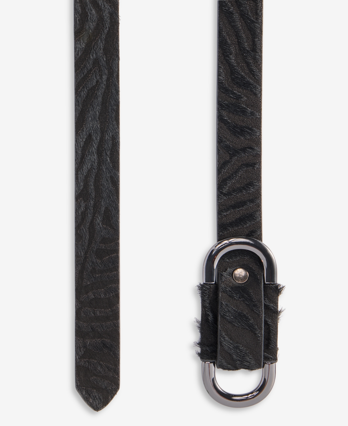 I.n.c. International Concepts Black Zebra Calf Hair Friction Oval Skinny Belt, Macy's Exclusive