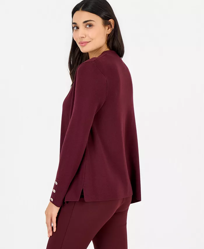 Petite Open-Front Side-Slit Cardigan - thumbnail 9