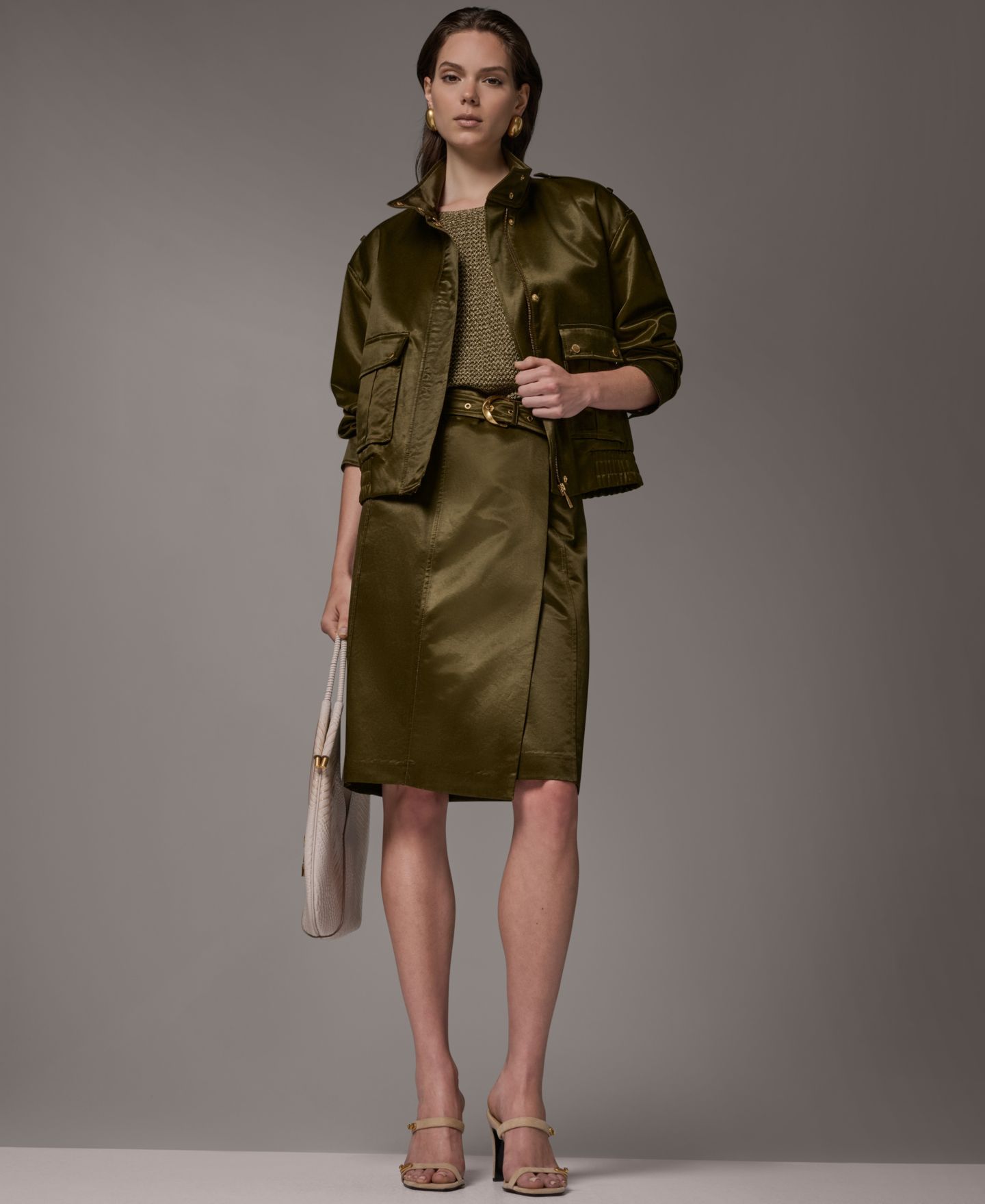 Женская куртка Donna Karan New York Glazed Cotton Zip-Front, цвет: Оливковый — фото 14