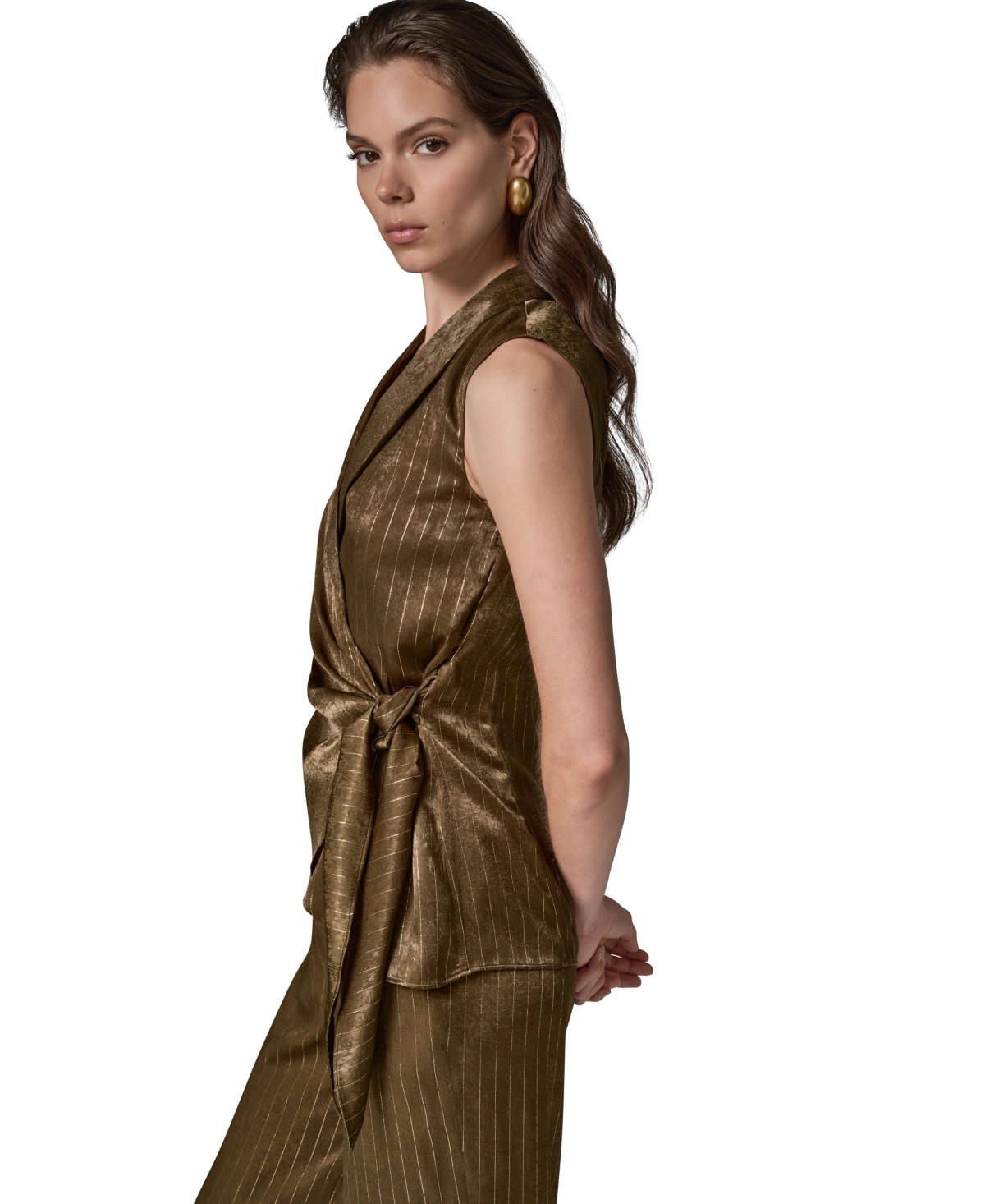 Donna Karan New York Women's Tie Waist Sleeveless Top