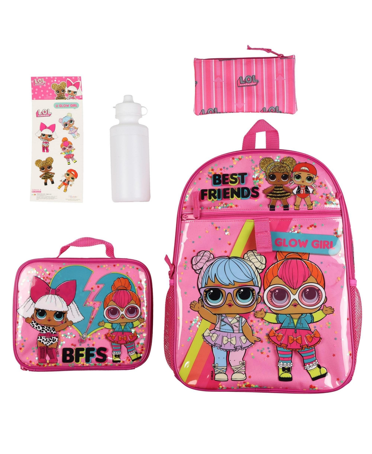 Lol Surprise! Backpack 16 Inch You Glow Girl 5 Piece Set with Detachable Lunch Box
