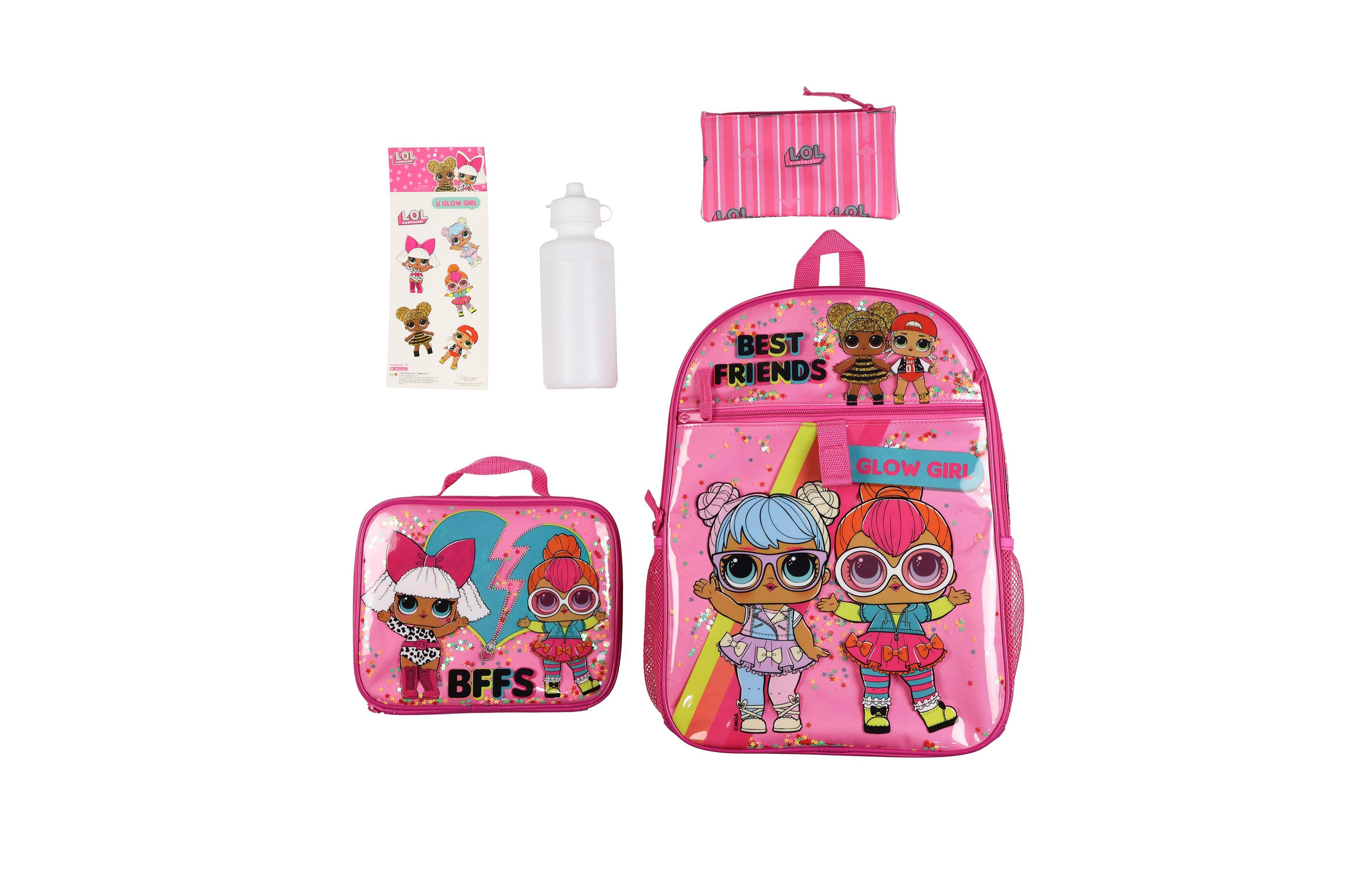 Lol Surprise! Backpack 16 Inch You Glow Girl 5 Piece Set with Detachable Lunch Box
