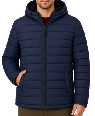 Men's Stretch Hooded Sherpa Lined Puffer Jacket