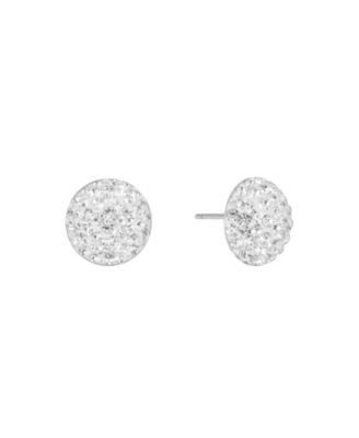 Crystal Pave 12mm Domed Round Stud Earrings