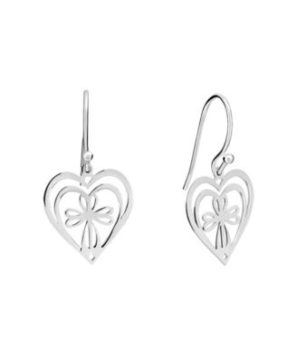Open Heart with Cross Drop Earrings