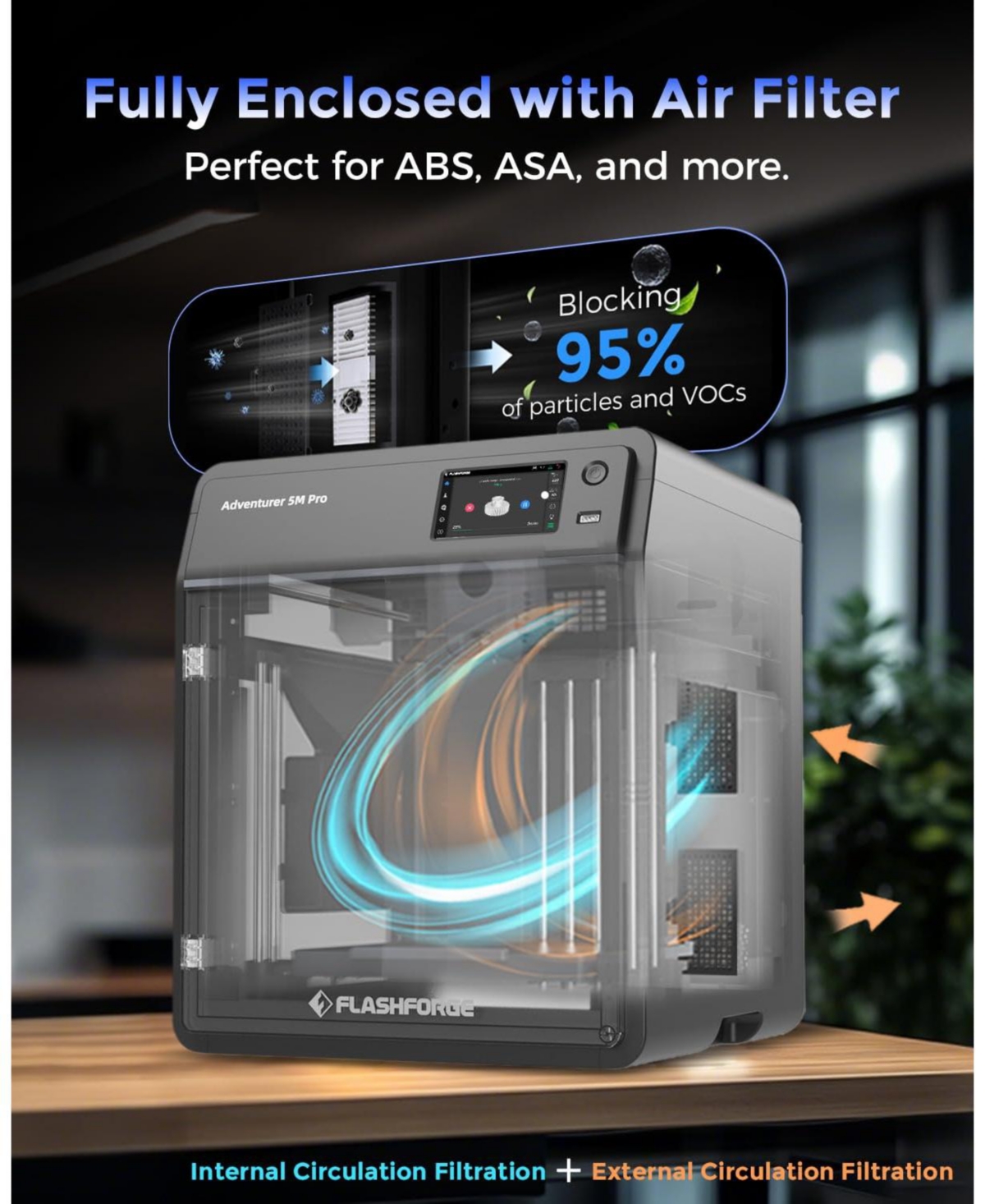 Flashforge Fully Enclosed 3D Printer CoreXY 600 mm/s 0.4 and 0.6mm Quick Swap 280degree(s)C Nozzles 1 Click Auto Leveling 220×220×220mm
