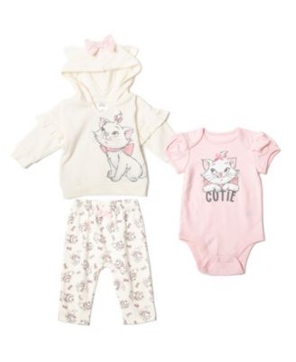 The Aristocats Baby Fleece Unisex New Born-24M Pullover Hoodie Bodysuit and Pants 3 Piece Outfit Set