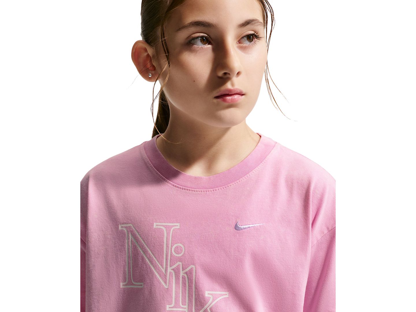 Футболка Nike Sportswear Short-Sleeve T-Shirt для девочек, цвет: Розовый — фото 3