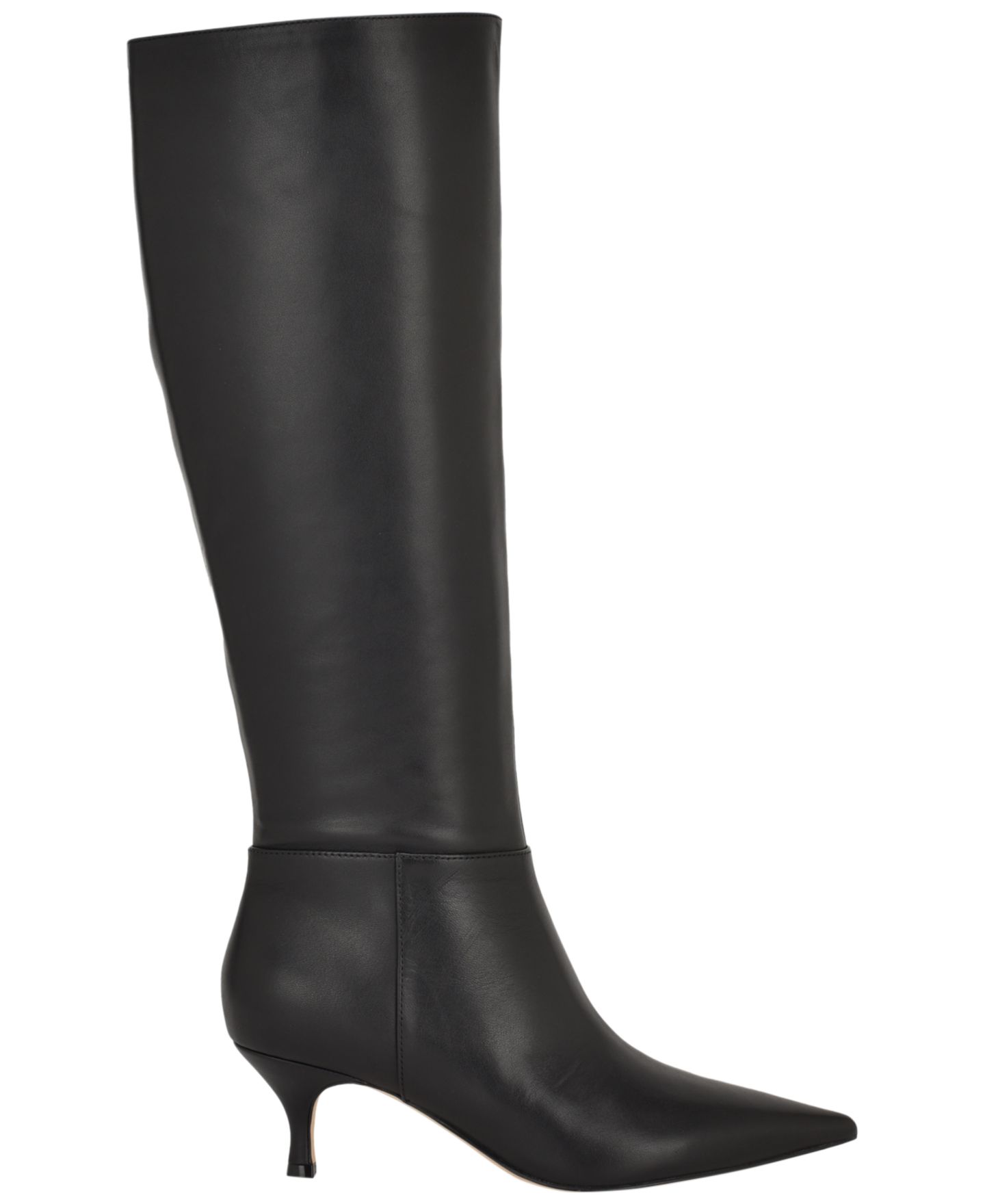 Женские ботинки Nine West Somas Tall Kitten Heel Dress Boots, Regular & Wide Calf, цвет: Чёрный кожаный — фото 2