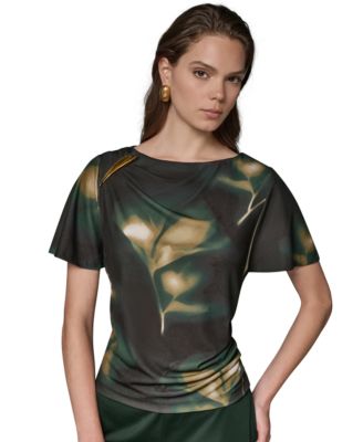 Women's Printed Jersey Boat Neck Top