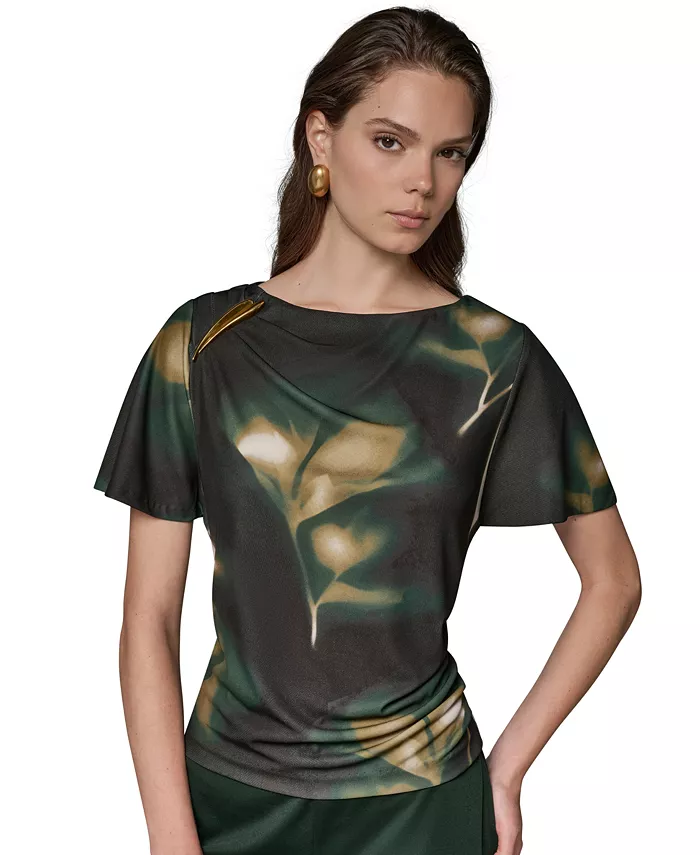 Women's Printed Jersey Boat Neck Top