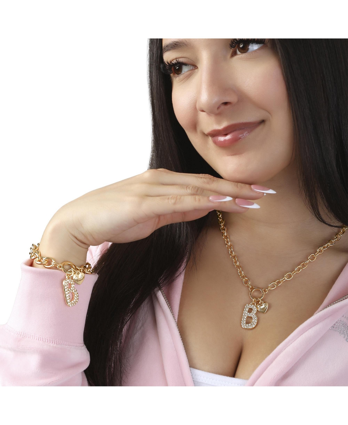 Juicy Couture 7.5 inch Pave Initial Charm Bracelet