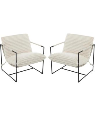 Sling Accent Chairs Set of 2, Upholstered Armchairs with Soft Cushion
