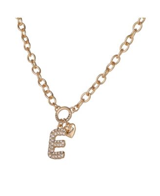 Bubble Letter Necklace for Women with Clear Stones 18"+2", Chunky Initial Necklace