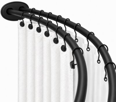 45-72" Aluminum Adjustable Wall Mounted Double Curved Shower Rod, Rust-Proof