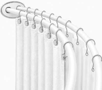 45-72" Aluminum Adjustable Wall Mounted Double Curved Shower Rod, Rust-Proof