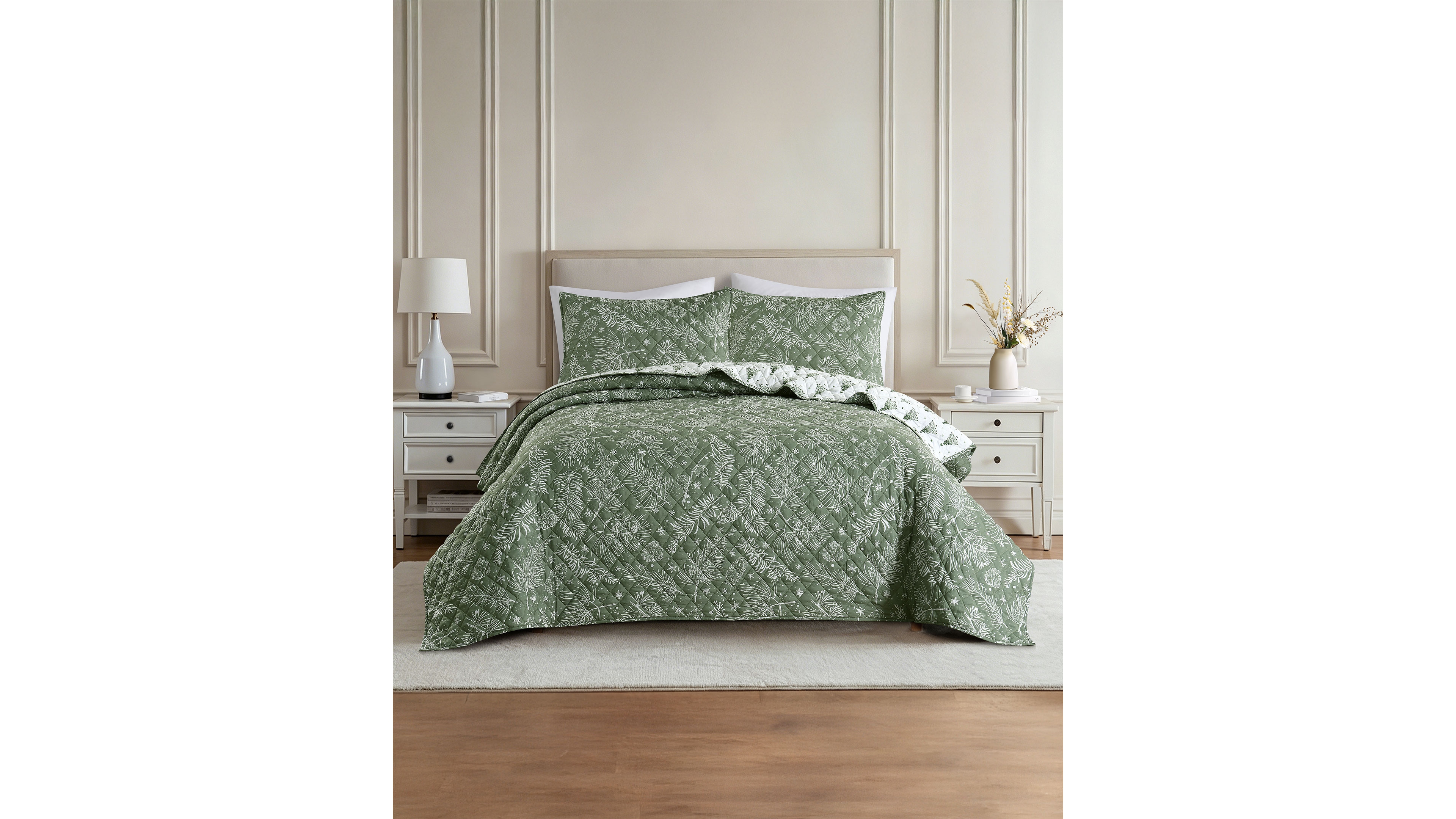 Lenox Pinecone Winter 3-Piece Quilt Set, King