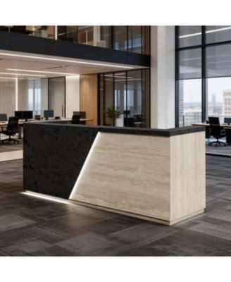 Privacy Counter Design Modern Reception Desk with Dual Keyboard Trays and Cable Grommets