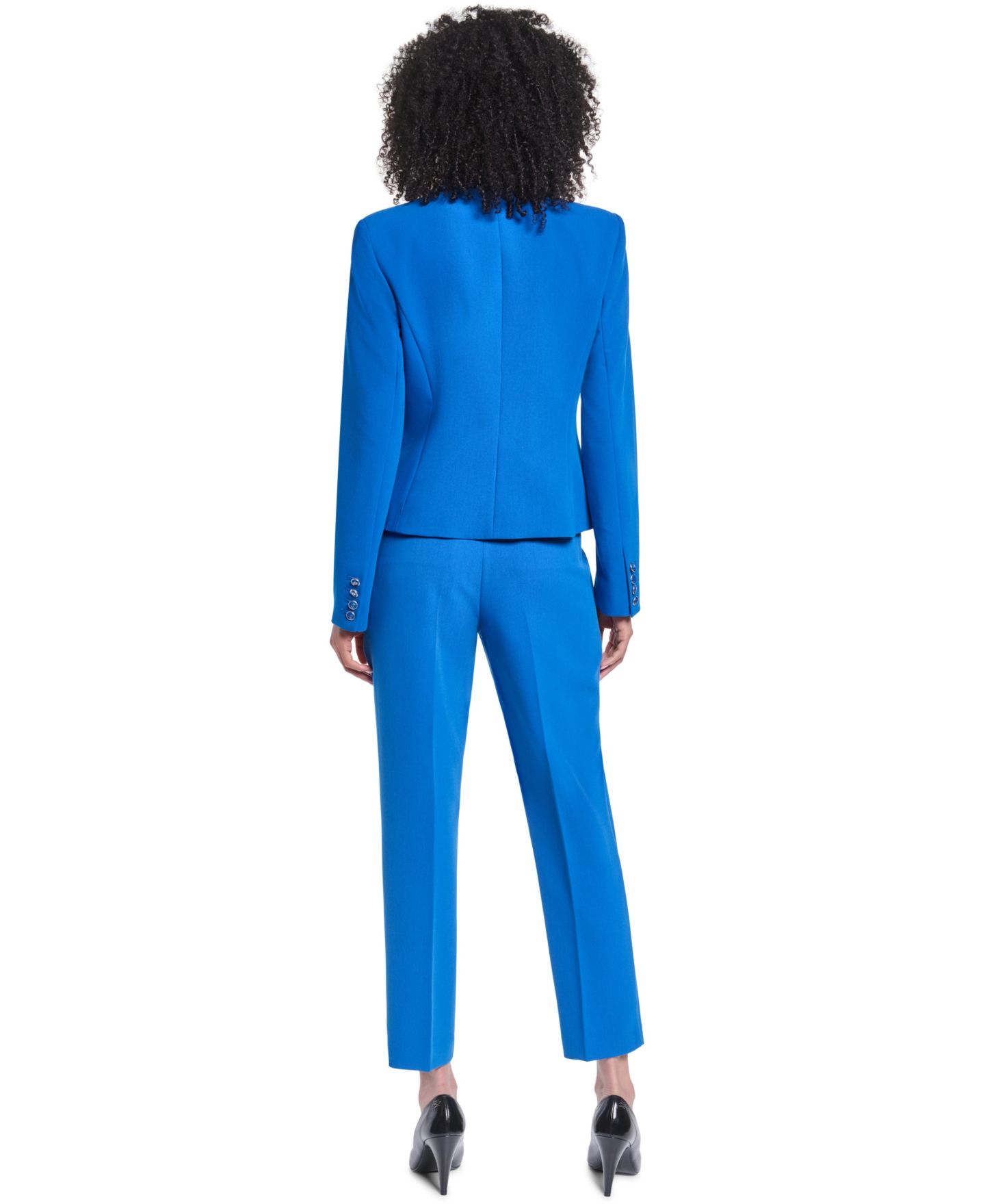 Женский пиджак KARL LAGERFELD PARIS V-Neck Cropped Tailored Blazer, цвет: Синий — фото 9