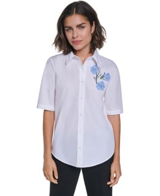 Women's Short-Sleeve Collared Blouse