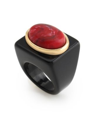 Gold Jasper Stone Cocktail Ring