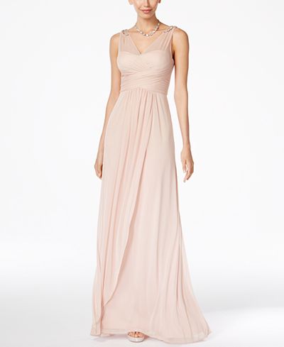 adrianna papell ruched gown