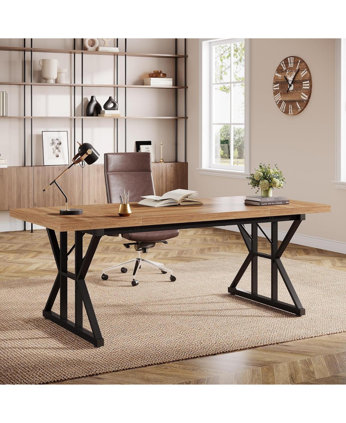Tribesigns 70.86" Large Executive Desk, Industrial Home Office Computer Desk,Simple Long Writing Study Table Business Furniture