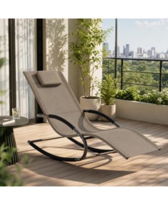 Adjustable Outdoor Lounge Chair – All-Weather Steel Frame, Breathable Mesh, Removable Pillow, Patio Chaise Lounger for Pool, Garden, Yard