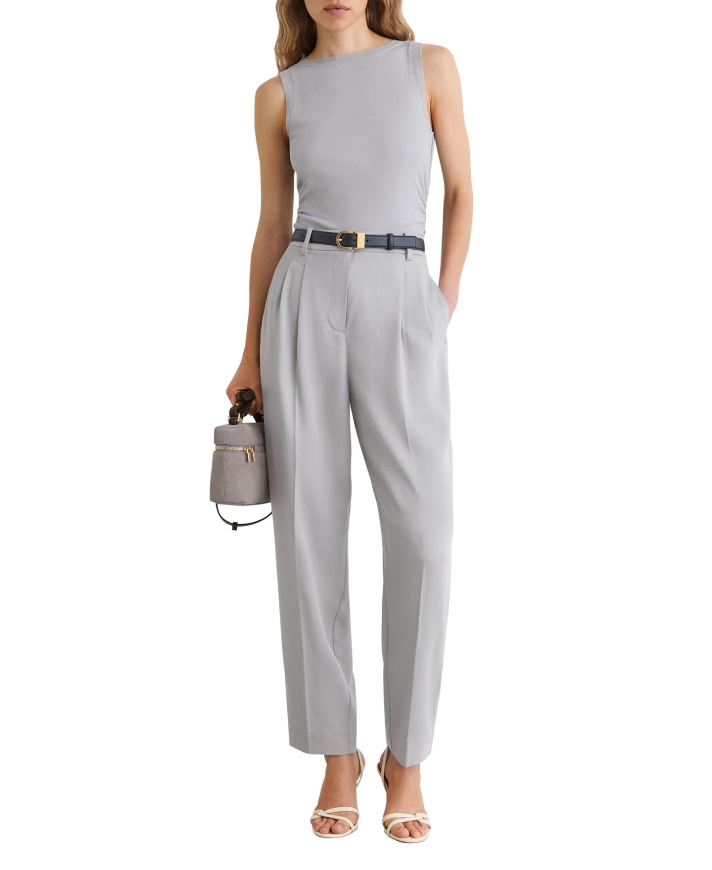 Женский жилет REISS Trinny Ruched Boat-Neck, цвет: Серый — фото 4