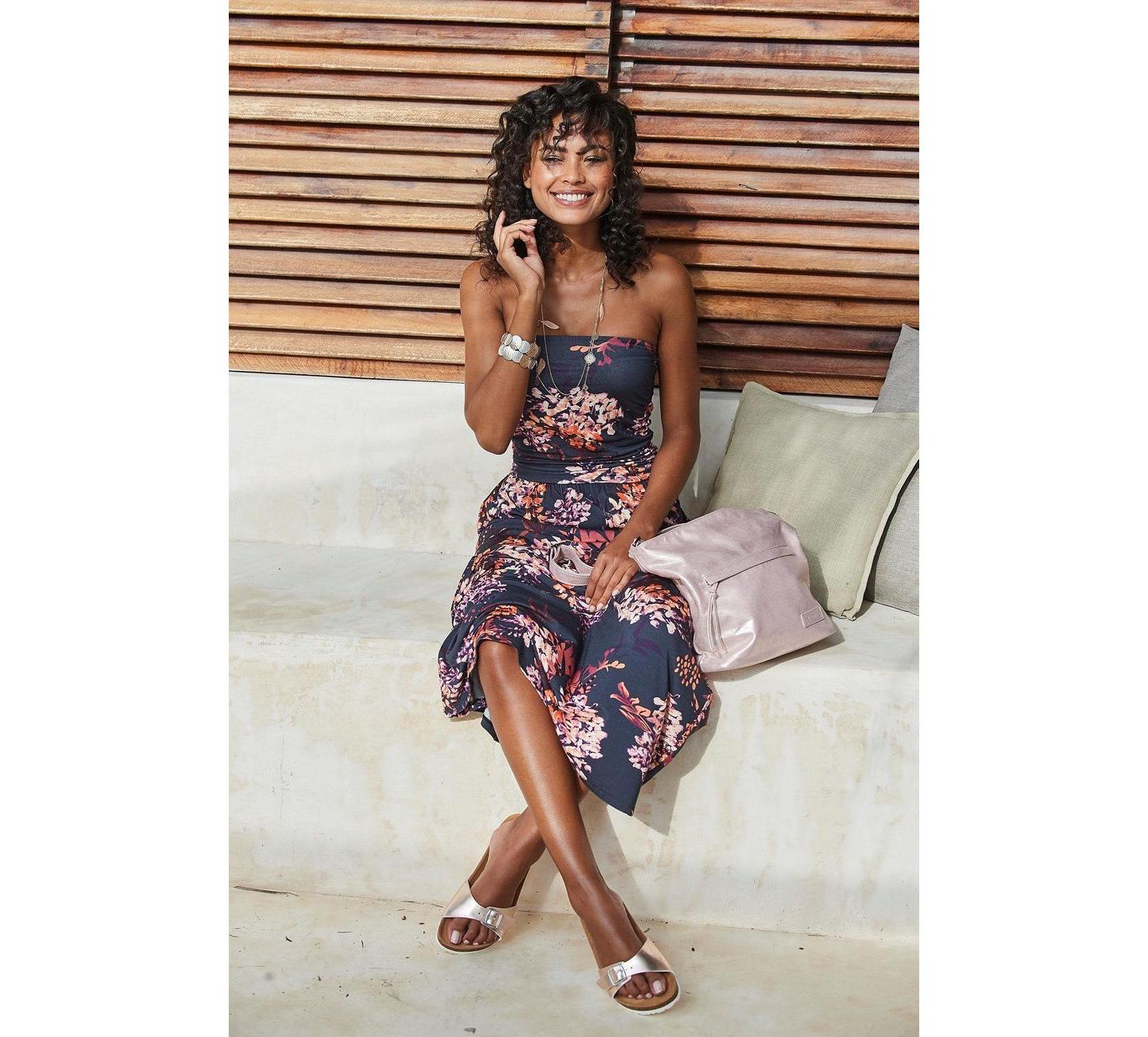 Женское платье LASCANA Viscose Printed with Pockets Style Bandeau Maxi, цвет: Разноцветный с принтом — фото 3