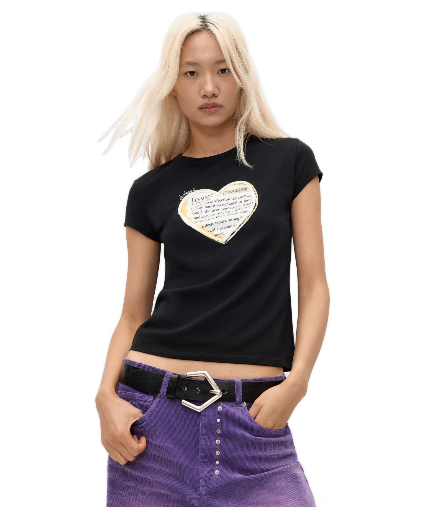 Женская футболка Desigual Printed knit, цвет: Чёрный — фото 1