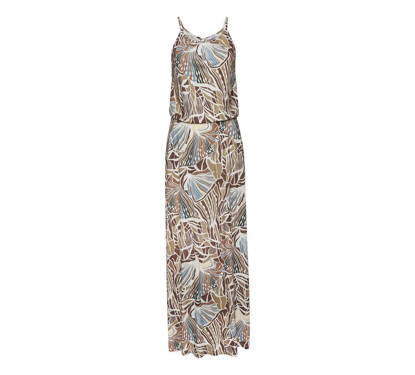 Женское платье LASCANA Viscose Printed A-Line Elastic-Waist Maxi, цвет: Слоновая кость хаки — фото 4