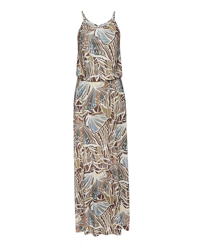 Women's Viscose Printed A-Line Elastic-Waist Maxi Dress - thumbnail 4