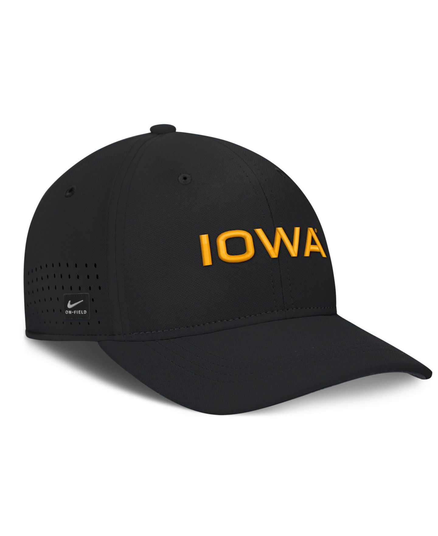 Мужской головной убор Nike Black Iowa Hawkeyes Gameday Aerobill Swooshflex Dri-FIT Hat — фото 3