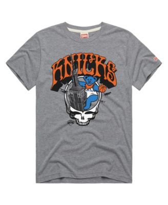 Men's and Women's Gray New York Knicks x The Grateful Dead Skull Tri-Blend T-Shirt
