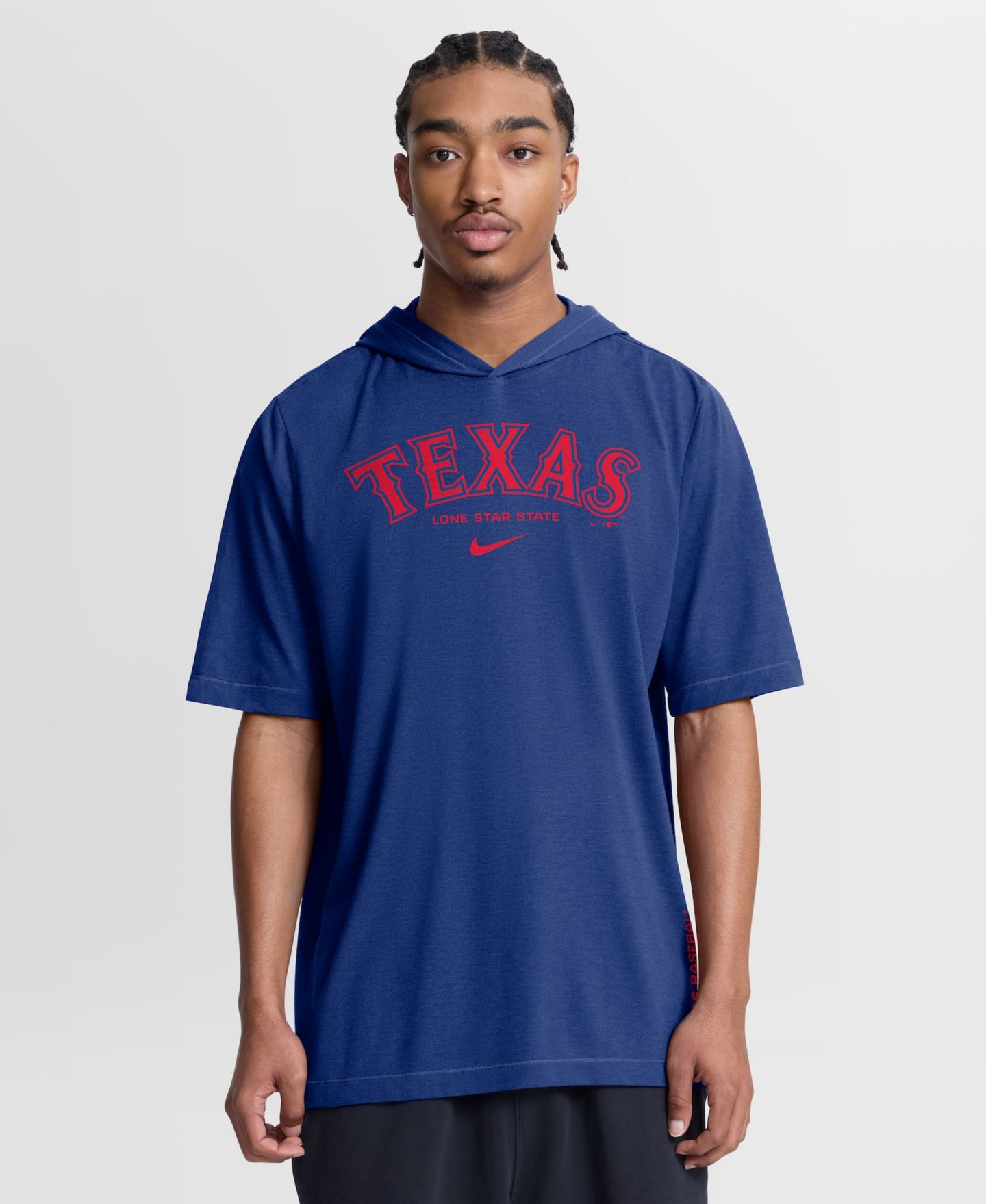 Мужская футболка Nike Royal Texas Rangers Arched Wordmark Tri-Blend Hooded — фото 1