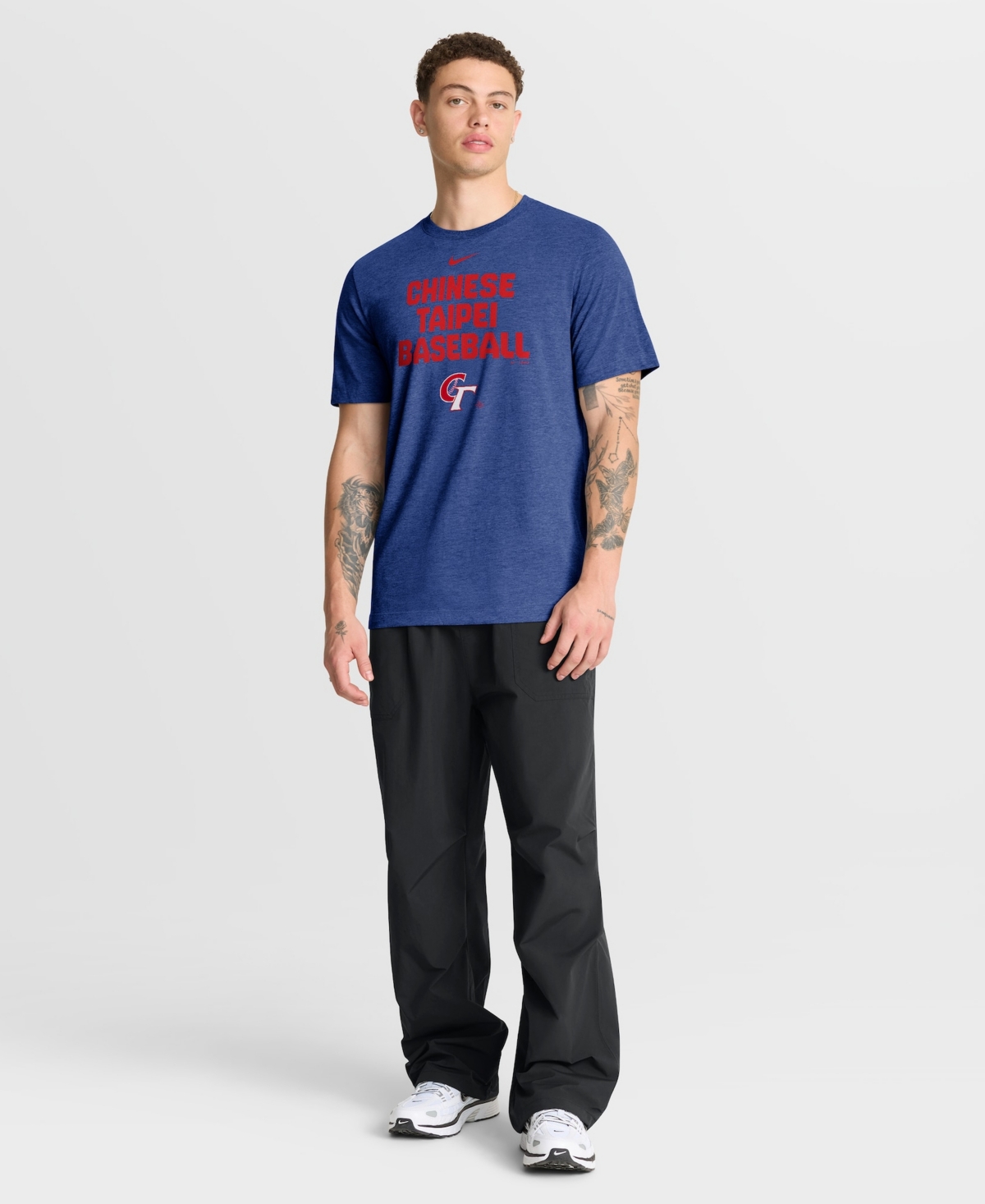 Nike Men's Heather Blue Chinese Taipei Baseball 2026 World Classic Stacked Tri-Blend T-Shirt