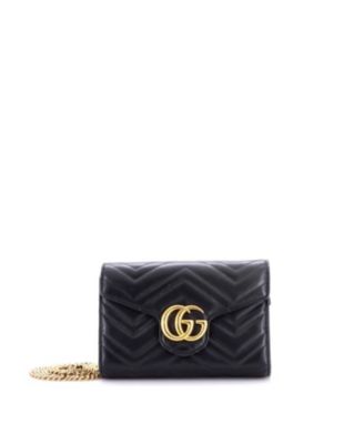 Mini GG Marmont Chain Wallet Matelasse Leather