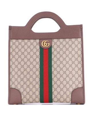 Large Ophidia Cut Out Handle Bag GG Coated Canvas with Leather