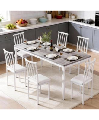 78" Modern Dining Table with Heavy-Duty Metal Legs, Farmhouse Kitchen Table for 6-8 Family