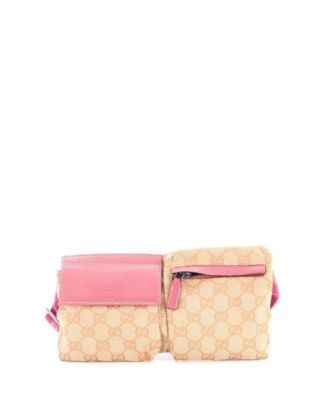Small Vintage Double Belt Bag GG Canvas with Leather