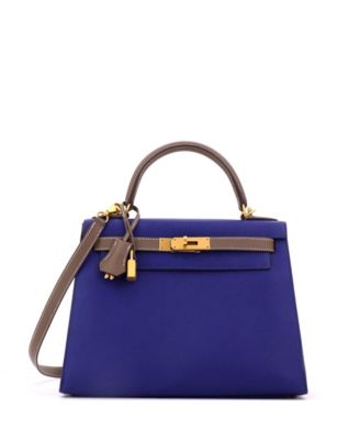Kelly 28 Handbag Bicolor Epsom with Brushed Gold Hardware
