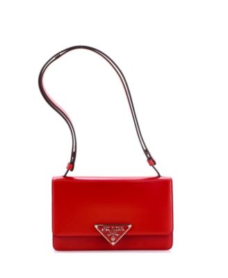 Medium Embleme Triangle Logo Flap Bag Spazzolato Leather
