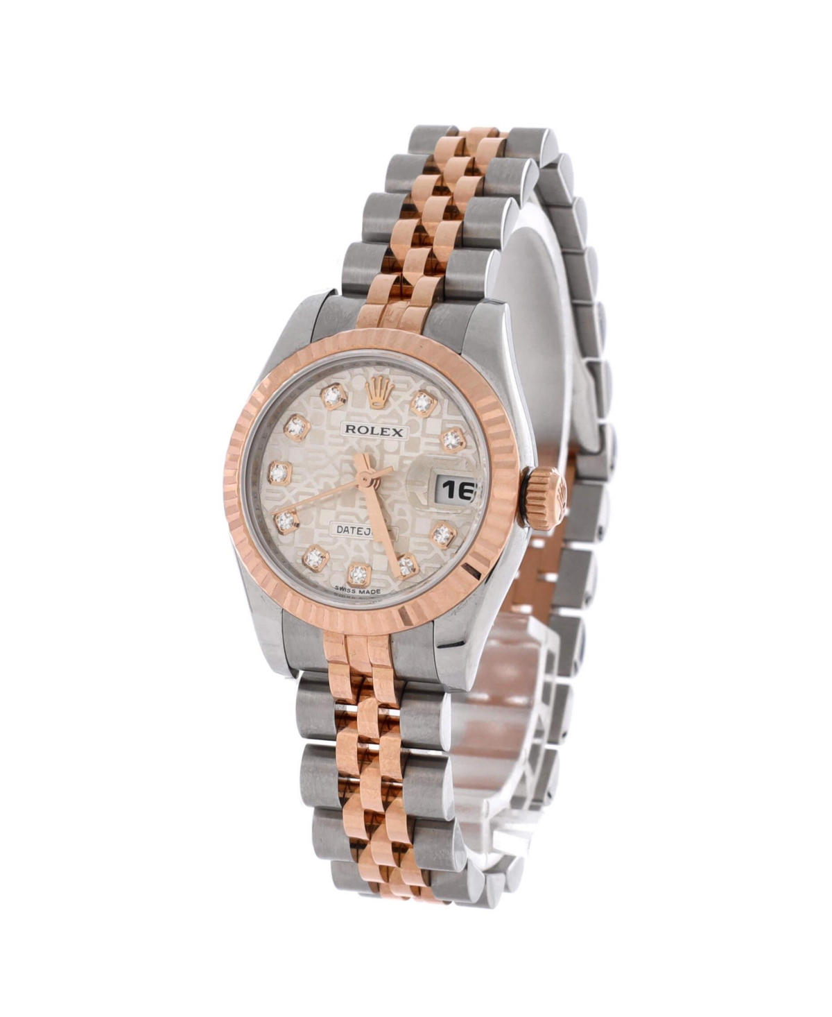 Pre-Owned Rolex Oyster Perpetual Datejust Automatic Watch in Stainless Steel and Rose Gold with Diamond Markers 26mm