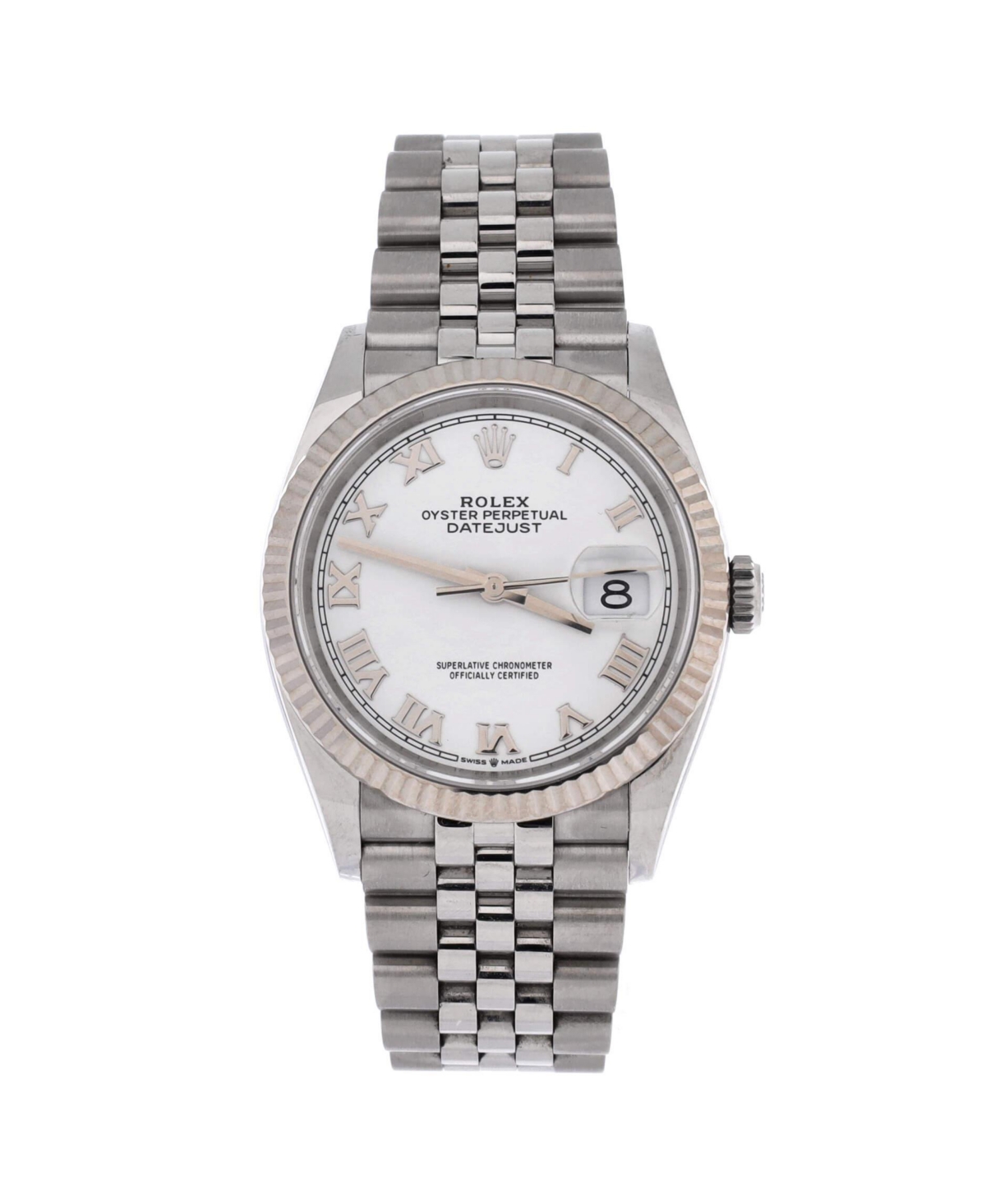 PreOwned Rolex Oyster Perpetual Datejust Automatic Watch in Stainless Steel and White Gold 36mm  Dial color white