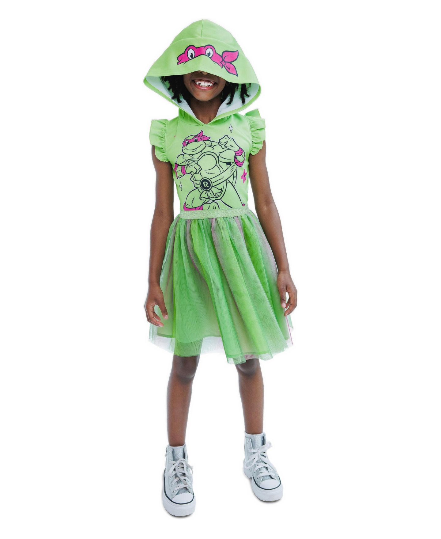 Платье Teenage Mutant Ninja Turtles Raphael Sleeveless Cosplay Dress для девочек, цвет: Зелёный розовый — фото 3