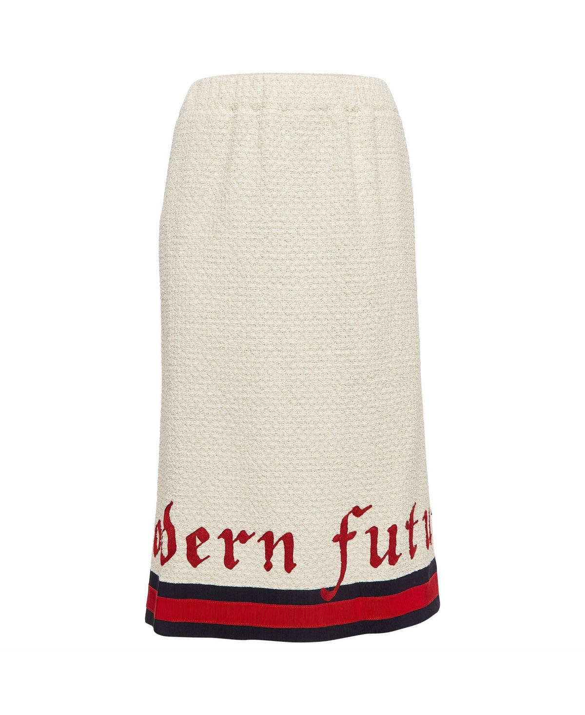Pre-Owned Gucci Women's Tweed Modern Future Embroidered Pencil Skirt