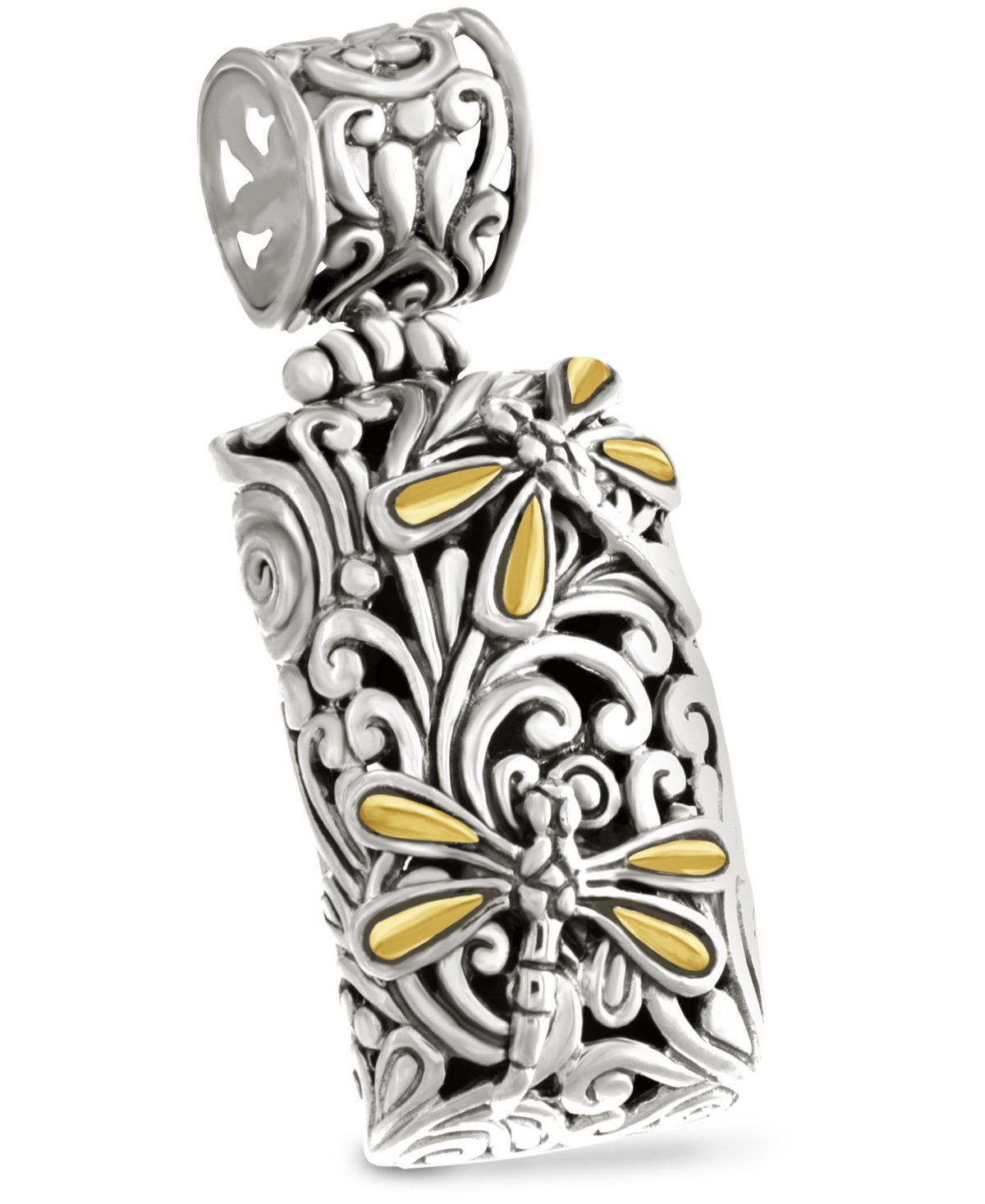 Devata Dragonfly Pendant Necklace in Sterling Silver and 18K Gold