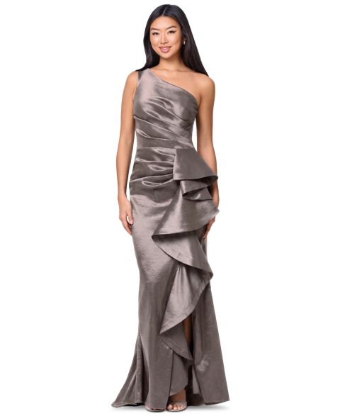 Женские платья Betsy & Adam Petite One-Shoulder Ball Gown, цвет: Мокко